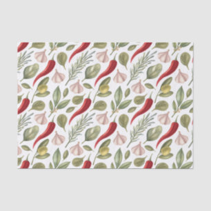 Chilli Peppers, Garlic, Olives and Herbs Tissue Paper