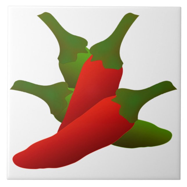 Chilli Peppers Kitchen Ceramic Tile (Front)