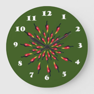Chilli Peppers Mandala Art Large Clock
