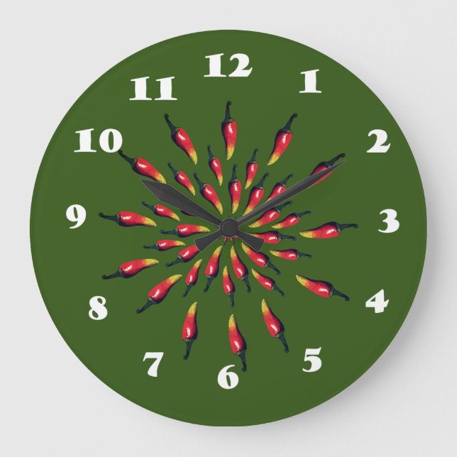 Chilli Peppers Mandala Art Large Clock (Front)