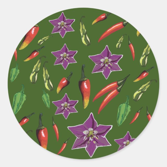 chilli peppers pattern classic round sticker (Front)