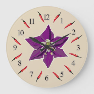 Chilli Peppers Purple Blossom Wall Clock