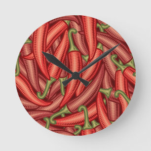 Chilli Peppers Round Clock