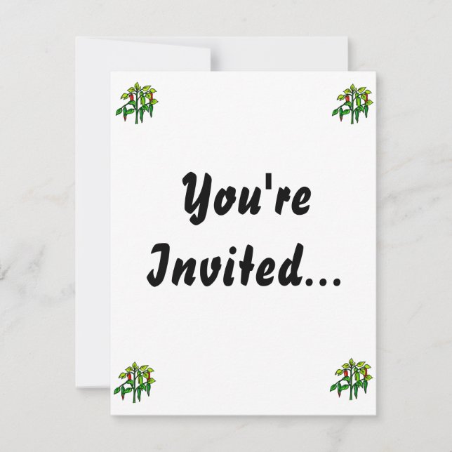 Chilli Plant Many Peppers Graphic Invitation (Front)
