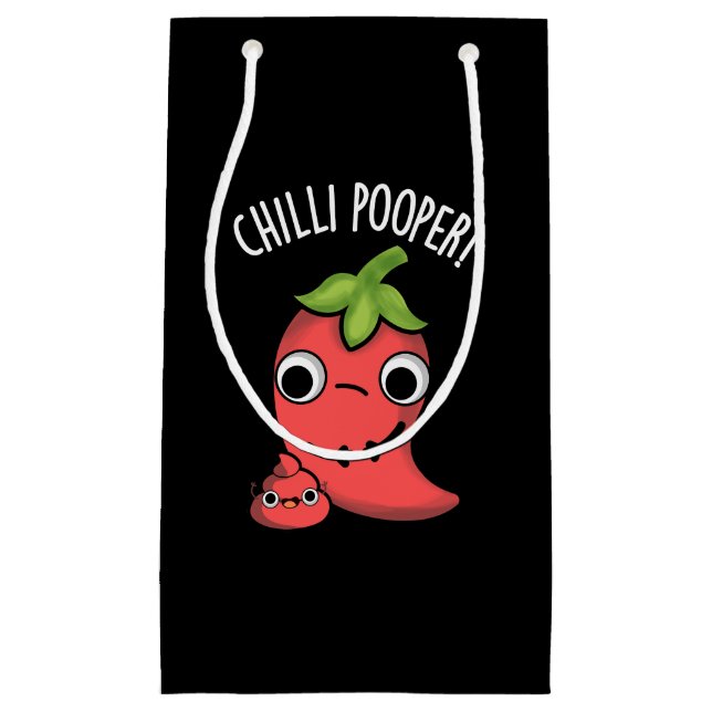 Chilli Poooper Funny Pepper Pun Dark BG Small Gift Bag (Front)