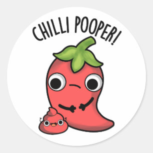 Chilli Pooper Funny Pepper Pun Classic Round Sticker