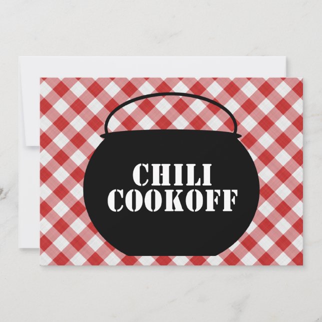 Chilli Pot Silo, Red & White Checked Cloth Cookoff Invitation (Front)