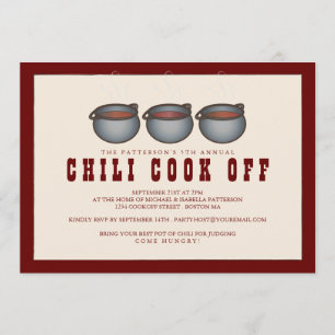 Chilli Pot Trio Chilli Cook Off Party Invitation