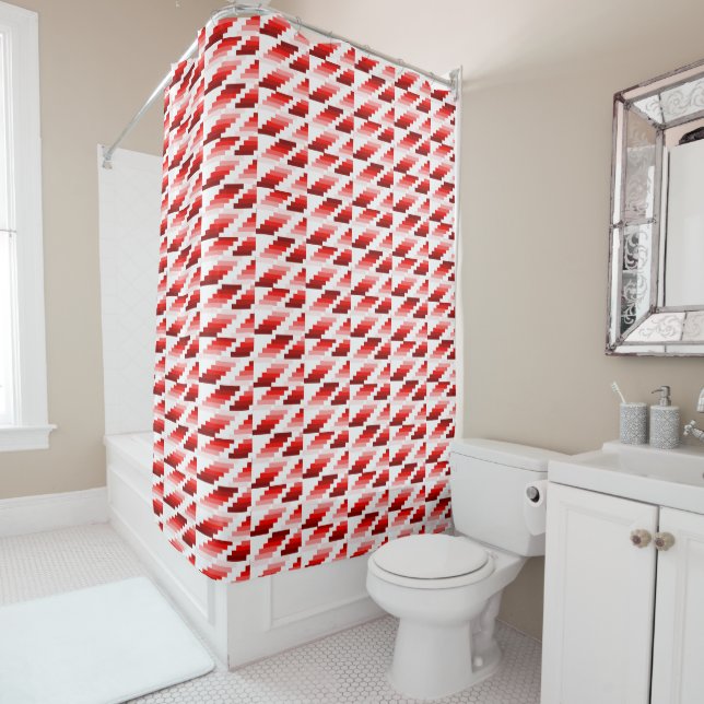 Chilli Red Multi Colour Shades, Geometric Shapes Shower Curtain (In Situ)