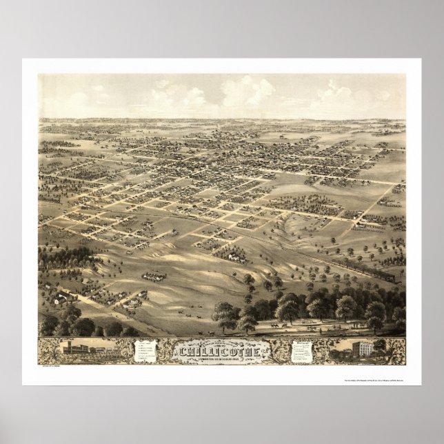 Chillicothe, MO Panoramic Map - 1869 Poster (Front)
