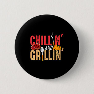 Chillin and grillin barbecue party 6 cm round badge