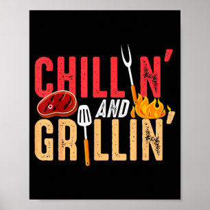 Chillin and grillin barbecue party poster