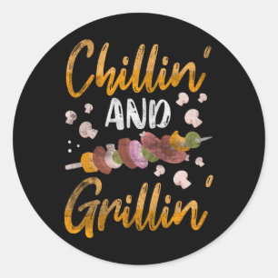 Chillin And Grillin Bbq Smoker Gifts Funny Byrbequ Classic Round Sticker