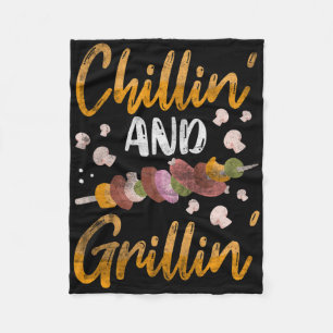 Chillin And Grillin Bbq Smoker Gifts Funny Byrbequ Fleece Blanket