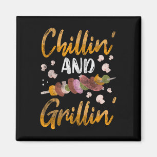 Chillin And Grillin Bbq Smoker Gifts Funny Byrbequ Magnet