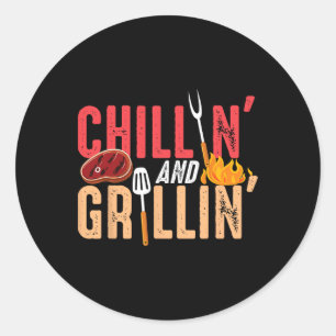 Chillin And Grillin Byrbecue Party Classic Round Sticker