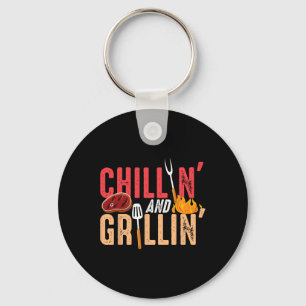 Chillin And Grillin Byrbecue Party  Key Ring