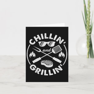 Chillin And Grillin Costume Funny Bbq Grilling Dad Card