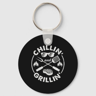 Chillin And Grillin Costume Funny Bbq Grilling Dad Key Ring
