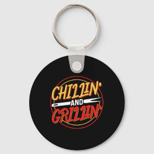 Chillin' And Grillin' Meat Grill Byrbecue Grilling Key Ring
