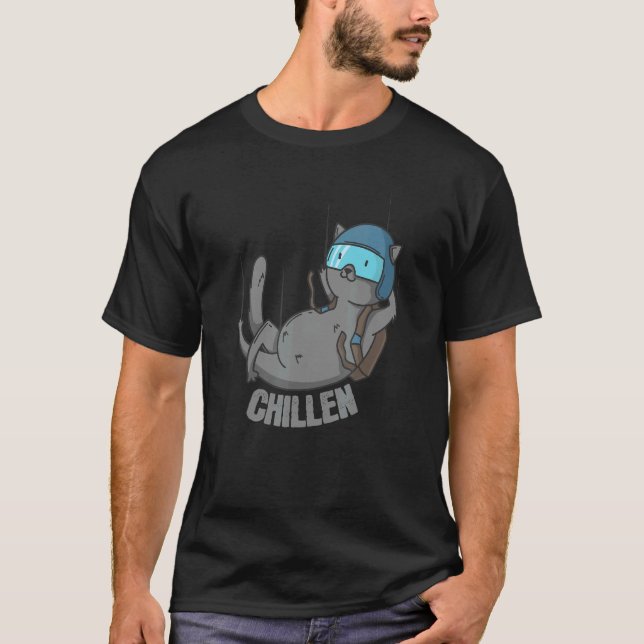 Chillin Cat Skydiving T-Shirt (Front)