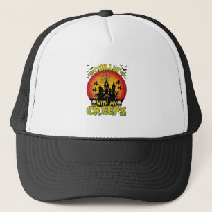 Chillin Creeps Haunted House Halloween Witches Sku Trucker Hat