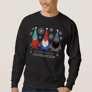 Chillin' Gnomes Snowflake Illustration Christmas Sweatshirt