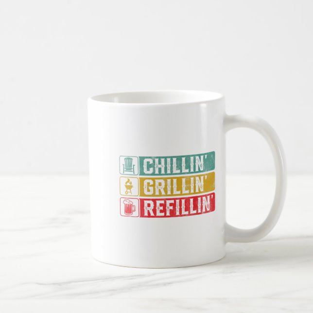 Chillin Grillin Refillin Bbq Pit Meat Smoker Grill Coffee Mug (Right)