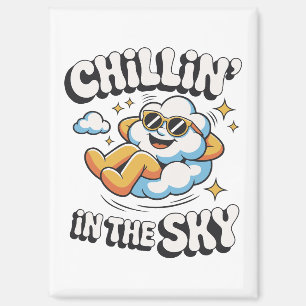 Chillin' in the Sky Cloud Design Fun Refrigerator Magnet