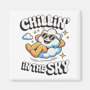 Chillin' in the Sky Cloud Design Fun Refrigerator Magnet