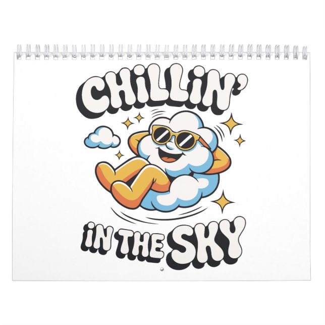Chillin' in the Sky Cute Cloud Design Wall  Calendar (Cover)