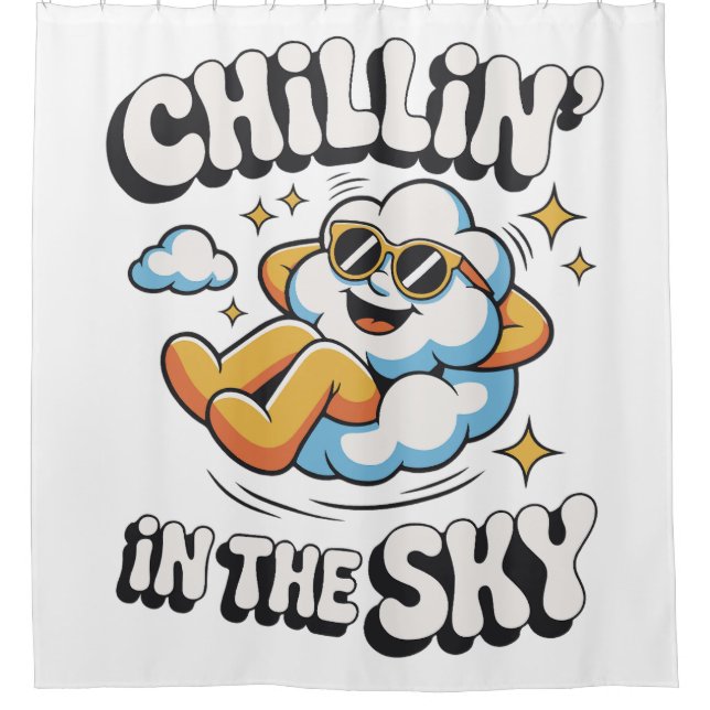 Chillin' in the Sky Fun Cloud Design  Shower Curtain (Front)