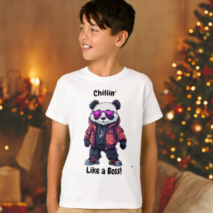 Chillin' Like a Boss Panda   Cool Panda Kids T-Shirt