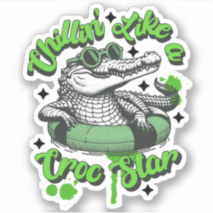Chillin' Like a Croc Star Sticker: Cool Crocodile