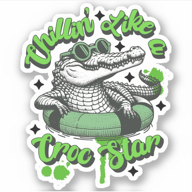 Chillin' Like a Croc Star Sticker: Cool Crocodile  (Front)
