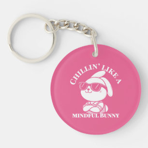 Chillin’ Like a Mindful Bunny – Pink Keychain