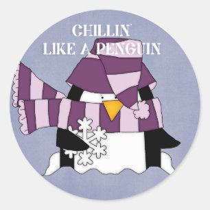 Chillin' Like a Penguin Classic Round Sticker