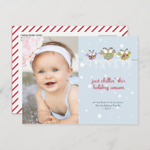 Chillin' Owls Photo Holiday Postcard