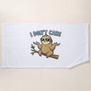 Chillin' Sloth I Don't Care Design Essential T-Shi Beach Towel