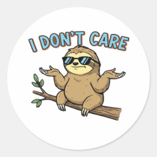 Chillin' Sloth I Don't Care Design Essential T-Shi Classic Round Sticker