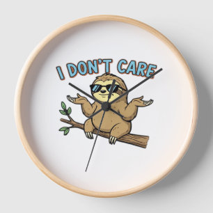 Chillin' Sloth I Don't Care Design Essential T-Shi Clock