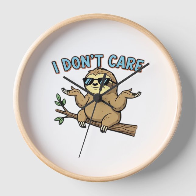Chillin' Sloth I Don't Care Design Essential T-Shi Clock (Front)