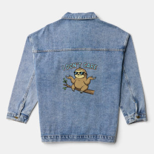 Chillin' Sloth I Don't Care Design Essential T-Shi Denim Jacket