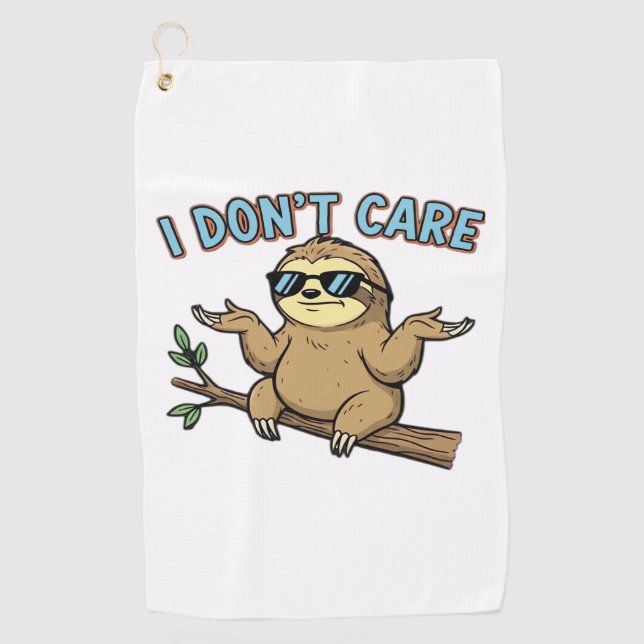 Chillin' Sloth I Don't Care Design Essential T-Shi Golf Towel (Front)