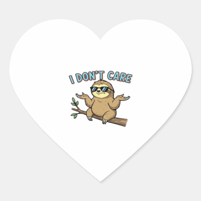 Chillin' Sloth I Don't Care Design Essential T-Shi Heart Sticker (Front)