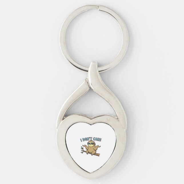 Chillin' Sloth I Don't Care Design Essential T-Shi Key Ring (Front)