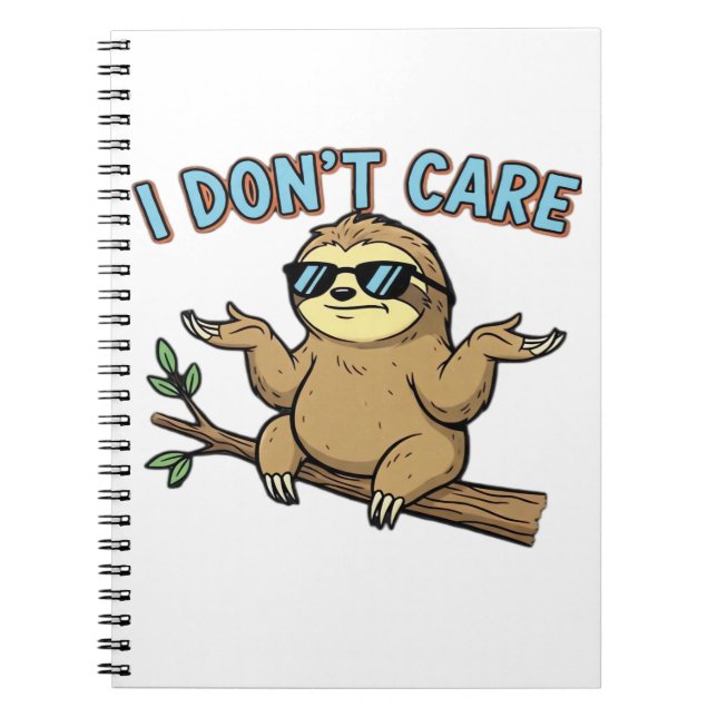 Chillin' Sloth I Don't Care Design Essential T-Shi Notebook (Front)