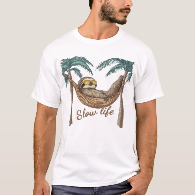 Chillin' Sloth in a Hammock Oversized T-Shirt (Front)