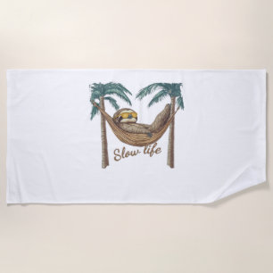 Chillin' Sloth in a Hammock Oversized T-Shirt Beach Towel