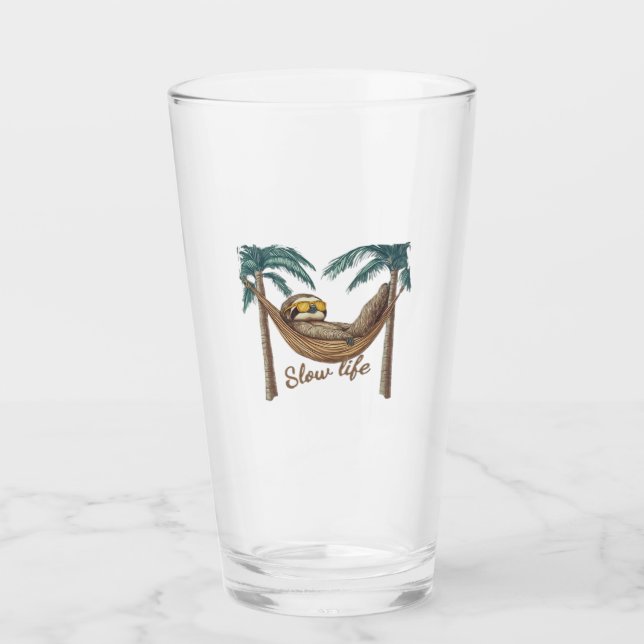 Chillin' Sloth in a Hammock Oversized T-Shirt Glass (Front)